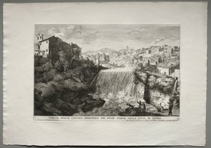 Utsikt over hovedfossen i Aniene-elven i byen Tivoli.