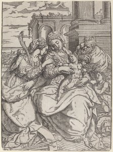 Madonna og barn med Saint Catherine av Giovanni Gallo after Marco Pino