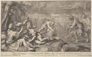 Høstere av korn, 1704. av Giovanni Girolamo Frezza