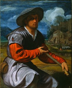 Shepherd with a Flute, ca. 1525 (olje på lerret) av Giovanni Girolamo Savoldo