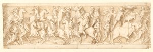 Angrep på tyskerne (LXIII); høvdingene deres blir tatt til fange (delvis restaurert på kolonnen; LXIV) av Giovanni Guerra