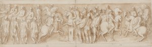 Sarmatians før det keiserlige rådet (slutten av LXII, begynnelsen av LXIII); omgitt av vakter ser Marcus Aurelius og Pompeius på hesteryggen på en trefning (XC); Tyske adelsmenn bringer en melding (opp til midten av XCI)