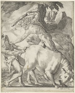 Hercules kjemper med Cacus Scener med Hercules (serietittel) av Giovanni Jacopo Caraglio