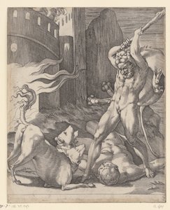 Herkules kjemper mot Cerberus Scener med Hercules (serietittel)