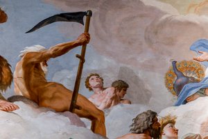 Saturn, tidens gud. Detalj av "The Council of the Gods" 1624-1625. freske