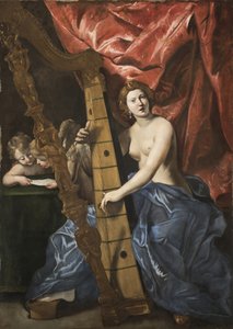 Venus spiller på harpe, ca. 1630. av Giovanni Lanfranco