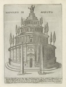 Mausoleum av Augustus i Roma Mausoleo di Augusto (tittel på objekt) Moderne og gamle monumenter og bygninger i Roma (serietittel) Ornamenti di fabriche antichi et moderni dell