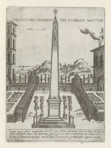 Obelisk i hagen av Ciriaco Mattei Obelisk i hagen til S ciriaco Mattei (tittel på objekt) Moderne og antikke monumenter og byggverk i Roma (serietittel) Ornamenter av gamle og moderne bygninger i Alma-byen Roma (serietittel) av Giovanni Maggi