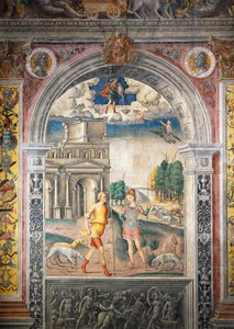 Fresco av Giovanni Maria Falconetto (1468-1535), Hall of Zodiac, Palazzo D'Arco, Mantua (UNESCOs verdensarvliste, 2008), Lombardia, Italia