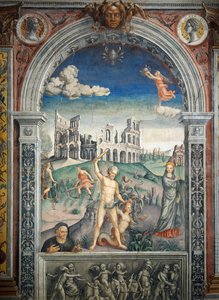Fresco av Giovanni Maria Falconetto (1468-1535), Hall of Zodiac, Palazzo D'Arco, Mantua (UNESCOs verdensarvliste, 2008), Italia