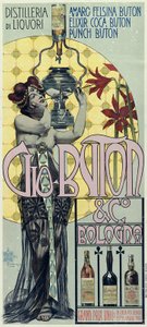 Reklameplakat for brennevinsdestilleriet Gio Buton og C Bologna av Giovanni Maria Mataloni