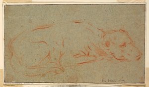 Skisse: En liggehund av Giovanni Maria Viani