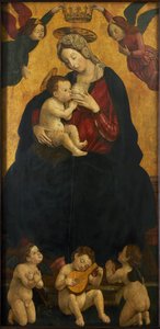 Madonna of the Milk med musikkskapende engler, 1490-1500. av Giovanni Martino Spanzotti
