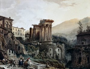 Vesta-tempelet i Tivoli, av Giovanni Migliara (1785-1837), Italia
