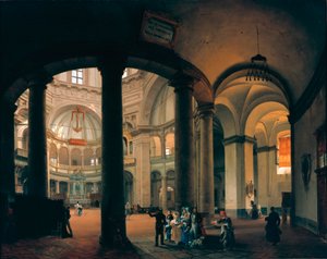 Utsikt fra det indre av basilikaen San Lorenzo Maleri av Giovanni Migliara (1785-1837). 1835. Milano, Milanos museum