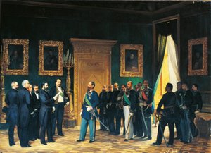 Andre uavhengighetskrig - Victor Emmanuel fra Savoy mottar toskanske utsendinger med dekretet om annekteringen av Toscana til det italienske riket