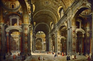 Kardinal Melchior de Polignac besøker basilikaen Saint Peter i Roma av Giovanni Paolo Pannini