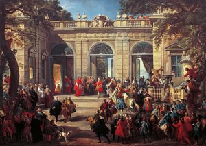 Charles III av Bourbon på besøk hos pave Benedikt XIV i Quirinalens kaffehus av Giovanni Paolo Pannini