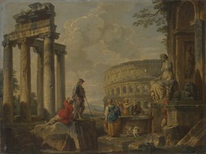 Colosseum blant romerske ruiner, ca. 1730