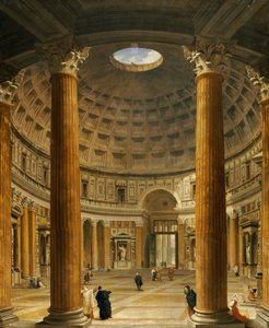 Det indre av Pantheon, Roma, ser nordover fra hovedalteret til inngangen, 1732 av Giovanni Paolo Pannini