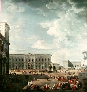 Utsikt over Piazza del Quirinale, Roma av Giovanni Paolo Pannini