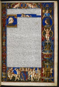 Frontispice, fra Giovanni Simonetta, Historia of the things done by the invictissimo Duke Francesco Sforza [såkalt Sforziade], Milan, Antonio Zarotto av Giovanni Pietro Birago