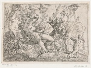 En satyr fanget av putti og Venus