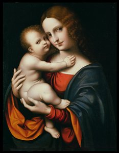 Madonna og barn (olje på panel)