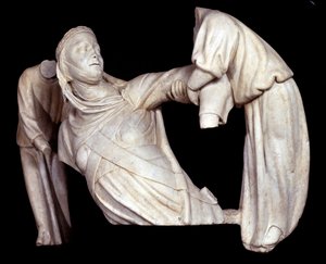 Begravelsesmonument til Margaret av Brabant hevet i luften av to engler (Skulptur