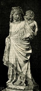 Madonna and Child, statue av Giovanni Pisano (ca 1240-ca 1320), Prato katedral, Toscana, Italia, tresnitt fra Le cento citta d