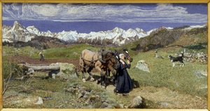 Alpene om våren (1879, Olje på lerret) av Giovanni Segantini