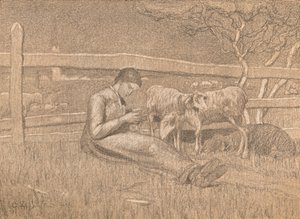 Gjeterinnen, c1888 av Giovanni Segantini