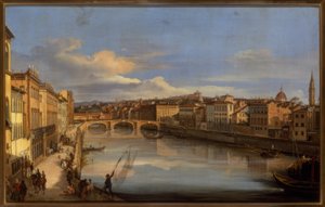 Utsikt over Arno og Ponte Vecchio, Firenze