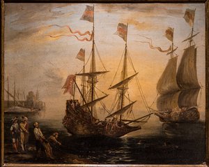Marina og to seilskuter av Giovanni Signorini