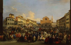 Piazza Santa Croce i Firenze under karneval