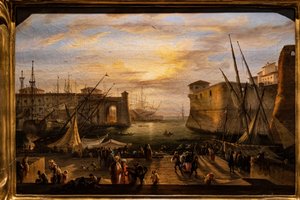 Marinaen i Livorno og Medici-festningen i bakgrunnen