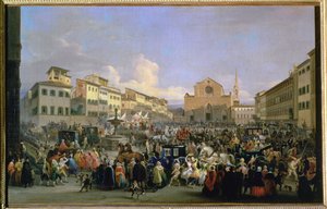 Utsikt over Piazza Santa Croce i anledning et karneval, 1846