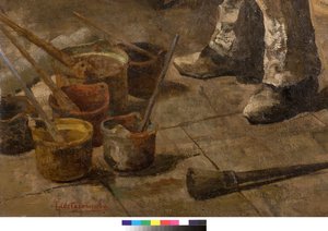 Jeg er også en maler eller Dilettante eller The painters studio, 1885 (detalj av 3497601)