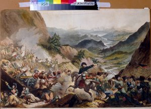Prins Pierre de Bagration (1765-1812) ledet kosakkene til å angripe Alpene. (Prins Piotr Ivanovitch Bagration leder kosakkene til angrepet i Alpene). Den russiske helten er beskrevet under det andre italienske felttoget (1799-1800), under