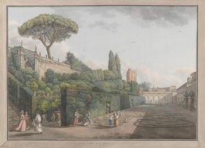 Garden of Palazzo Colonna, ca. 1780. Skapere: Giovanni Volpato, Louis Ducros. av Giovanni Volpato, Louis Ducros