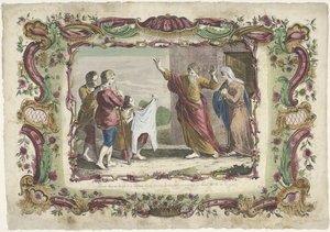 Josefs blodfargede kappe vist til Jakob The Life of Joseph (serietittel) av Giovanni Volpato