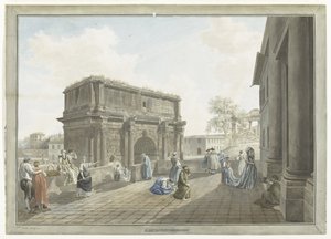 Utsikt over Septimius Severus-buen i Roma L