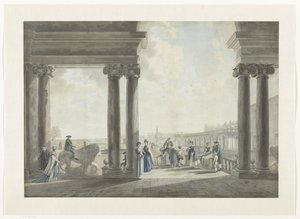 Utsikt over hagene til Villa Medici i Roma (tittel på objekt) Utsikt over Roma og omgivelsene (serietittel) av Giovanni Volpato