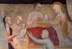 Jomfruens liv: Marias fødsel, detalj (Fresco