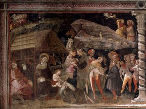 Fødsel. Fra magienes syklus (Fresco, ca 1420)