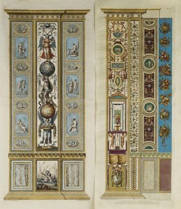 Arabesque-dekorasjoner i Vatikanets loggia (farget gravering) av Giovanni da Udine (after)