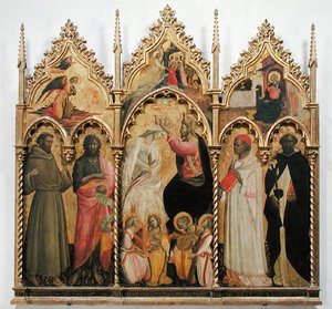 Kroning av jomfruen med hellige, ca. 1420 (tempera på panel)