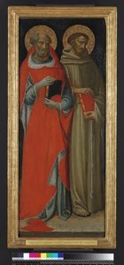 St Jerome og St Francis (tempera og gull på panel)