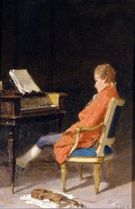 Portrett av Wolfgang Amadeus Mozart ved pianoet
