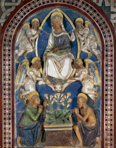 Jomfruens himmelfart, Majolica av Giovanni della Robbia (1469-1529), magistratpalasset Palazzo Pretorio, tidligere grevenes slott Guidi, Poppi, Toscana, Italia